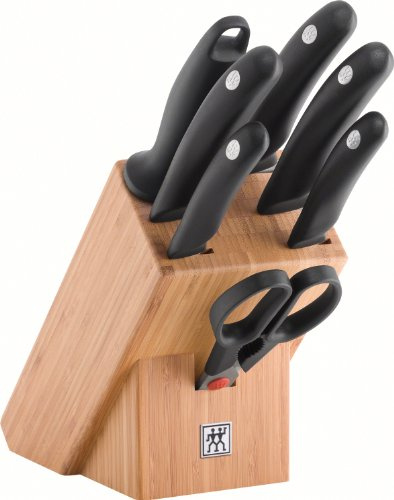 ZWILLING Style Messerblock, 8-teilig, Bambusblock, Messer, Wetzstab und Schere aus rostfreiem Spezialstahl/Kunststoff-Griff, Schwarz