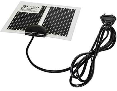 TropicShop Ultraflache Heizmatte, Terrarienheizung, Wasserdicht, PET-Oberfläche, Gleichmäßige Wärmeabgabe, Energiesparend, Für Reptilien und Amphibien (5w mit 14x15cm)