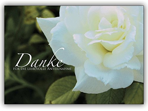 Kartenkaufrausch 1 Trauer Dankeskarte für Beistand, Trost: Danke für die liebevolle Anteilnahme - mit Rose | Danksagung Trauerkarten mit Umschlag nach Beerdigung, Sterbefall, Begräbnis