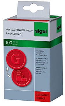 SIGEL Wm006 Lot de 100 Jetons Boissons, Ø2,5 cm, Rouge | WM006, lot de 100 jetons, Ø2,5 cm, rouge