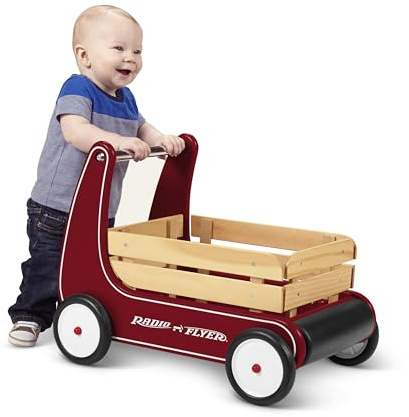 Radio Flyer vagón clásico para Caminar, Juguete para niños pequeños Que se sientan o Van de pie, caminador de Madera, para Edades de 1 a 4 años, Rojo