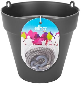Elho Loft Urban Hanging Basket 20 - Flowerpot - Anthracite - Outdoor & Balcony - Ø 19.6 x H 18.7 cm