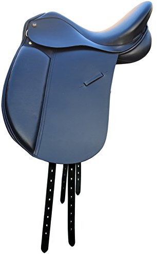 SIE - Sillín de cuero para doma de caballo, color negro, 17 pulgadas de ancho