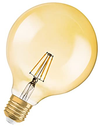 OSRAM Vintage Edition 1906 / LED-Lampe, Globe-Form im Retro-Design, mit Schraubsockel: E27, 4 W, 220…240 V, 35-W-Ersatz, im Filament-Stil, klar gold, warmweiß, 2400 K, 1er-Pack, 4052899962071