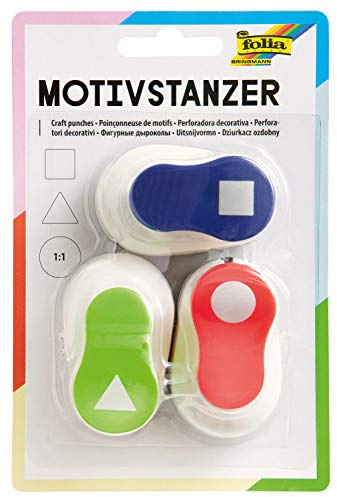 folia 7024 – motivstansare, motivhålslag, set om 3, triangel, cirkel och fyrkant