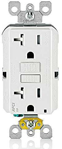 Leviton AFCI Outlet, 20 Amp, Self Test, Tamper-Resistant with LED Indicator Light, Protection from Electrical Fires, AFTR2-W, White