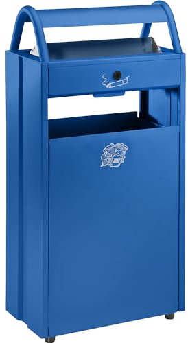 VAR | Abfallsammler mit Ascher und Regenschutzdach | Volumen 60 l | BxHxT 480 x 960 x 250 mm | blau RAL 5010