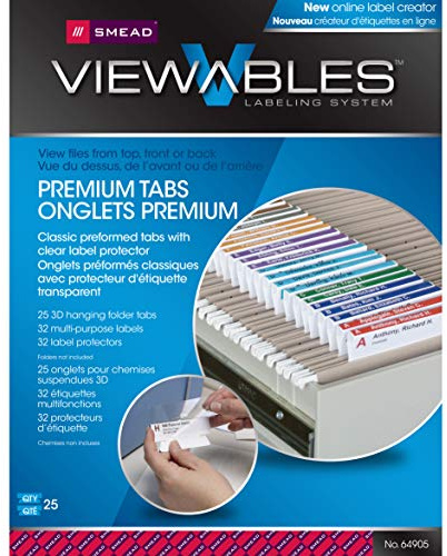 Smead, 64905, Viewables Color Labeling System, 1 1/4 Width x 3 1/2 Length, Assorted Colors, 25 Tabs/Pack, Sold As 1 Pack