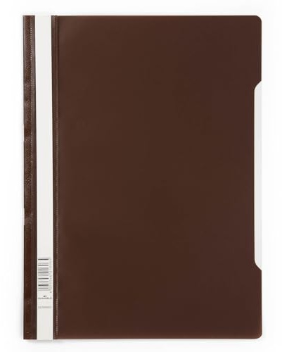 Durable Sichthefter A4 Standard, 50 Stück, braun, PP, 257311 | Schnellhefter mit transparentem Vorderdeckel, 227 x 310 mm, Griffstanzung, weißer Beschriftungsstreifen, Made in Germany