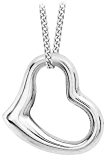 Carissima Gold Damen kette mit 12mm x 10mm Herz Slider Anhänger 9k(375) Weißgold 46/18zoll