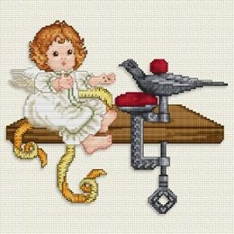 Ellen Maurer-Stroh | Kreuzstichvorlage Stickvorlage - Stitching Angel Feeding The Sewingbird
