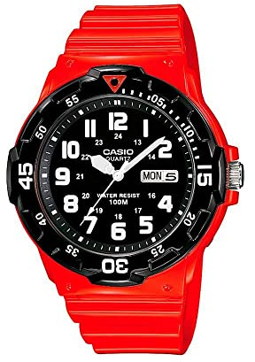 CASIO Orologio da polso uomo al quarzo casual cinturino in resina rosso cassa in resina display analogico nero - MRW-200HC-4BVDF