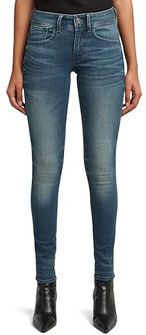 G-STAR Lynn Mid Waist Skinny Jeans, Jeans Donna, Blu (Medium Aged 60885-6550-071), 27W / 28L