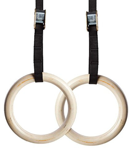 NEXPRO Holz Gymnastik Ring Olympischen Krafttraining Gym Ringe aus Holz für Crossfit, 1 Set Wooden