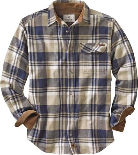 Legendary Whitetails Mens Long Sleeve Button Down 100% Cotton Flannel Shirt, Shale Plaid, X-Large