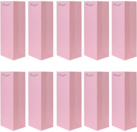 Pack of 10 noble bottle gift bags pink for wine sparkling wine and champagne 36 cm x 12 cm x 10 cm - 14.17 x 4.72 x 3.94