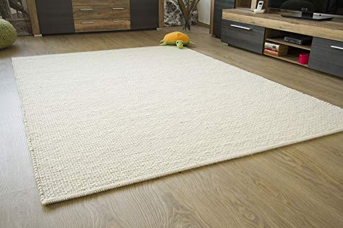Steffensmeier Murnau Handwebteppich - mit Fusselstopp - aus nachhaltiger, Deutscher Produktion - gewalkt - weiß, Größe: 250x300 cm