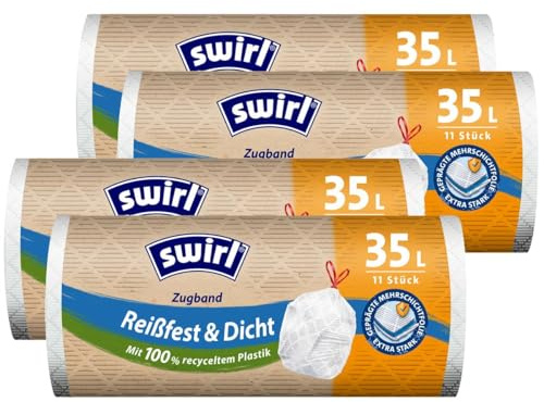4x Swirl Zugband Müllbeutel 35L (15 stk./ Rolle)