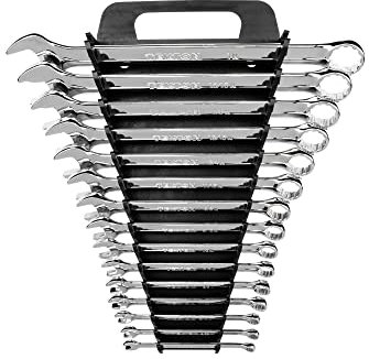 TEKTON 18772 Polierter Ring-Maulschlüssel-Satz 15-teilig, 1/4 - 1 Zoll