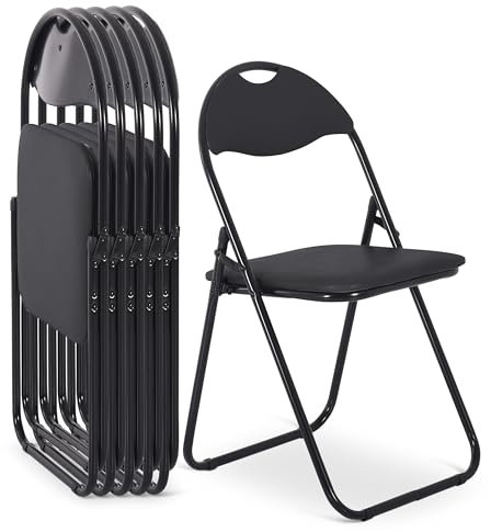 Raburg Klappstuhl 6er-Set, praktisches Gästestuhl-Set zum Klappen, gepolstert, leicht & bequem, Belastbarkeit 100 kg, Metallgestell, für Gäste, Büro, Event & Party, Paul, Schwarz/Schwarz