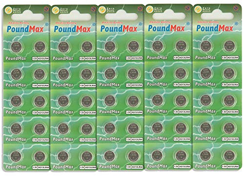 PoundMax® Lot de 50 piles bouton alcalines AG13 LR44 1,5 V