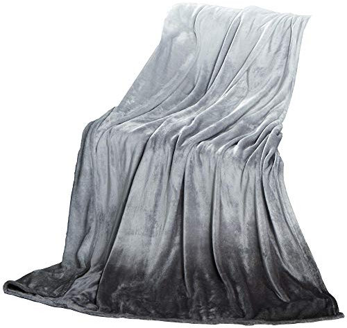 CelinaTex Kuscheldecke 150 x 200 cm grau Luxus Wohndecke Cashmere Touch Farbverlauf weich Mikrofaser Flanell Oeko-TEX Ombre