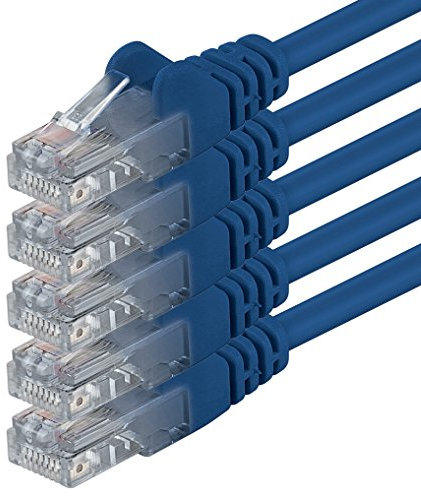 1aTTack.de 5x 5m Câble Réseau Cat6 Cat 6 - RJ45 Ethernet LAN DSL Routeur Modem - Bleu