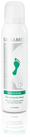 Sanamed Fuß Creme Schaum, Smaragd, Fußschaum bei trockener Haut, mit Urea, Nachtkerzenöl, Aloe Vera, 150ml, 150 ml