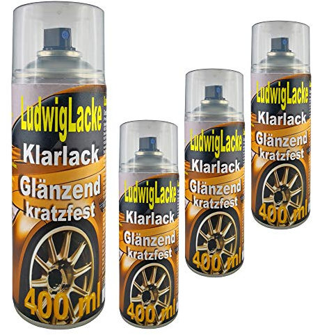 LudwigLacke 4 Spraydosen Klarlack glänzend Autolack 400ml