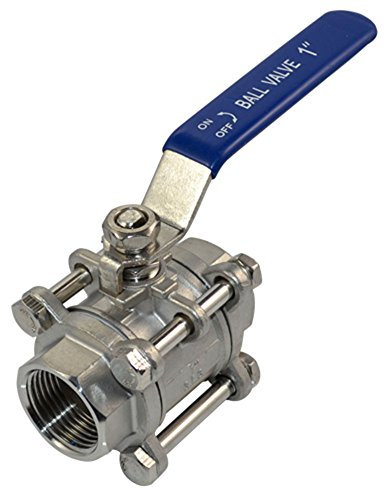 1 Kugelhahn Absperrhahn 316 Edelstahl Anschluß BSPT 1000WOG 3-teilig Ventil