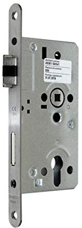 SSF Zimmer Türschloss mit Flüsterfalle Kl.III PZ 55/72/8, Edelstahl Stulp 20x235mm, DIN Links abgerundet incl. SN-TEC® Montageset