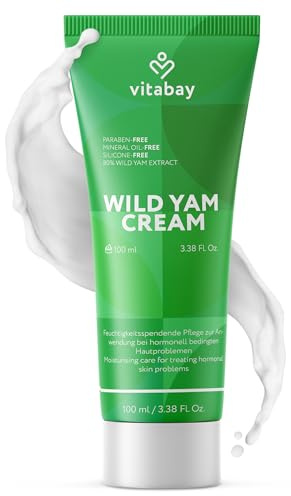 Vitabay Wild Yams Creme 100 ml – Wild Yam Gesichts- & Körpercreme | mit 80% Wild-Yam-Extrakt – 64% Diosgenin – zieht schnell ein – 100% nano-frei – ohne synthetische Hormone