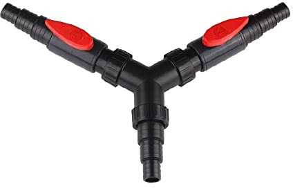 AquaOne Schlauchverbinder CST-02F Y-Stück 25/32/38mm mit 2X Absperrhähnen I Hochwertiger Verbinder für Garten & Schwimmbad I Teichschlauch Poolschlauch Adapter I Reduzierung Anschluss