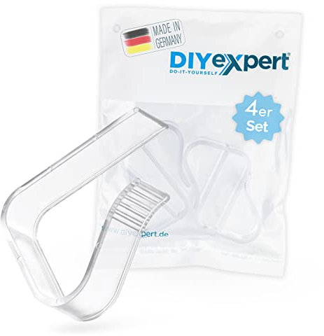 DIYexpert Pinzas para mantel transparentes, fabricadas en Alemania, hasta 25 mm, 4 unidades, resistentes a la intemperie y antideslizantes, para jardín, balcón e interior