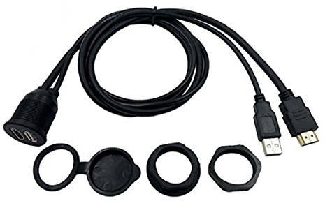 cerrxian & USB de 1 metro HDMI Extensión Dash Panel Cable de montaje empotrado para coche, barco y moto