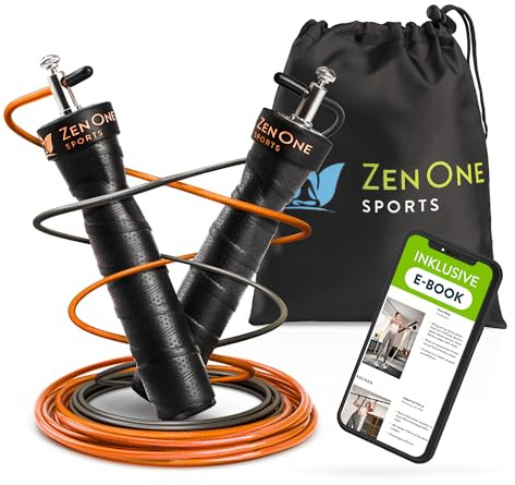 ZenOne Sports® Springseil I Jump Rope für Erwachsene I Speed Rope mit 360° Kugellager & robustem Stahlseil I 3m Fitness Springseil verstellbar - Ideal für Boxer-, Doppel- Kreuz-Sprung & mehr