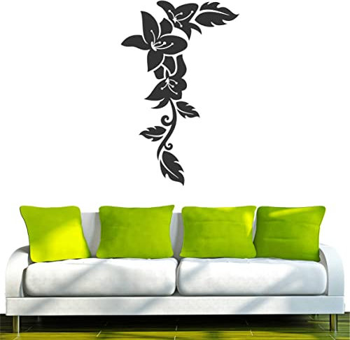 PEMA Sticker mural F406 Belle Orchidée, noir, 40x25 cm