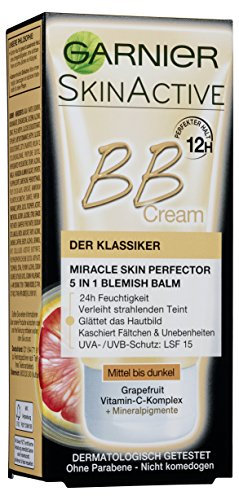 Garnier BB Cream, getönte Tagescreme, verleiht einen strahlenden Teint, glättet das Hautbild, kaschiert Falten, LSF 15, Mittel bis Dunkel, 50ml