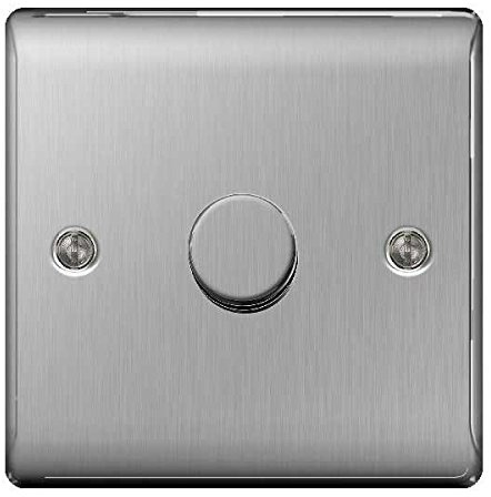 BG Nexus NBS Range Brushed Steel Switches & Sockets - Full Range of Matching Items (1 Gang Dimmer Switch)