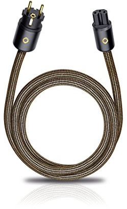Oehlbach XXL Powercord - High End Stromkabel - HPOCC Netzkabel mit 4mm² Innenleiterquerschnitt & 2-Fach Schirmung, VDE geprüft - Steckertyp C15 (Schuko) auf CEE7/7-5m, sepiabraun