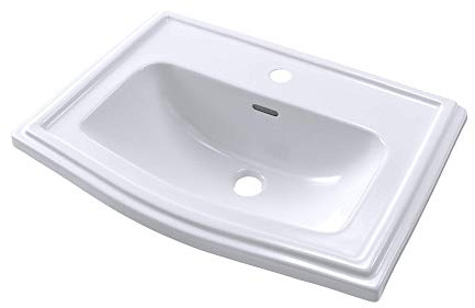 TOTO® Clayton® Rectangular Self-Rimming Drop-In Bathroom Sink for Single Hole Faucets, Cotton White - LT781#01