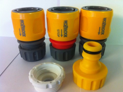 5 PIECE HOZELOCK FITTINGS FOR HOSEPIPE. HOSE PIPE. NEW. TAP ADAPTER. RUBBER RING