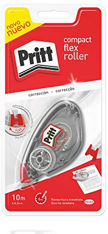 Pritt Compact Korrigeringsroller, Textredigerare Som Täcker Över Misstag, Korrigeringstejp för Datorskriven Text, Flexibel Redigerare för Meningar/Bokstäver, 4,2mmx10m