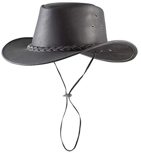 Pfiff Westernhut, Cowboyhut, Western Cowboy Cowgirl, Rindleder Schwarz Braun Unisex S-XL (56-62 cm)