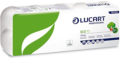 LUCART Lot de 10 papiers hygiéniques écologiques 2 plis - 200 déchirures