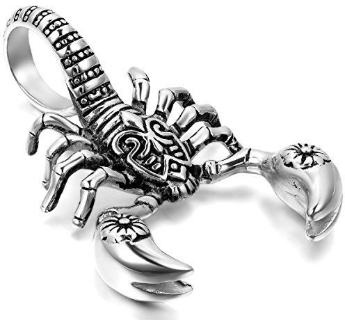 Cupimatch Herren Halskette Skorpion Löwe Totenkopf Azrael Anhänger Herren Edelstahl König Anhänger Halskette für Männer