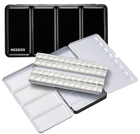 MEEDEN Aquarellkasten, Leere Aquarelldosen Palette Farbkoffer mit 48 Stück Halbpfannen