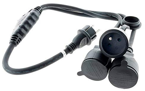 Zenitech - Prolongateur à Triple tête pour Chantier HO7RN-F 16A 3G1,5mm² - Noir 1m