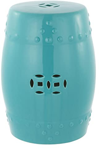 Safavieh Modern Ming Ceramic Decorative Garden Stool, Light Aqua