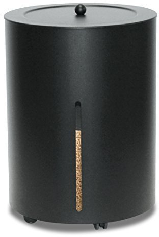 Pelletskorb mit Rollen schwarz beschichtet ø 38cm Höhe 50cm mit Rollen